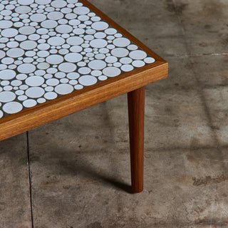 Gordon and Jane Martz White Mosaic Coin Tile Coffee Table