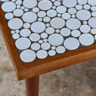 Gordon and Jane Martz White Mosaic Coin Tile Coffee Table