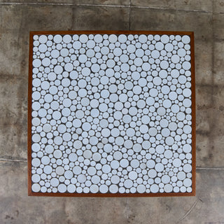 Gordon and Jane Martz White Mosaic Coin Tile Coffee Table