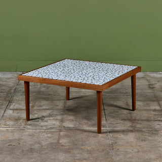 Gordon and Jane Martz White Mosaic Coin Tile Coffee Table