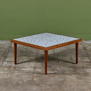 Gordon and Jane Martz White Mosaic Coin Tile Coffee Table