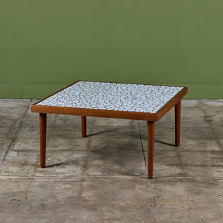 Gordon and Jane Martz White Mosaic Coin Tile Coffee Table