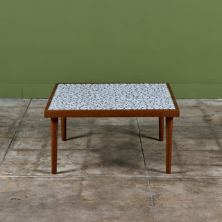Gordon and Jane Martz White Mosaic Coin Tile Coffee Table