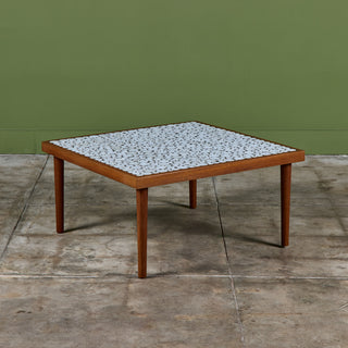 Gordon and Jane Martz White Mosaic Coin Tile Coffee Table