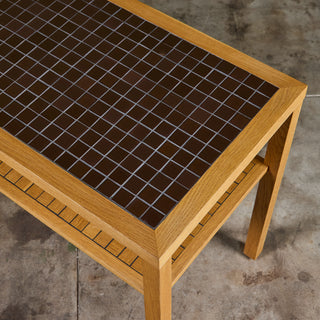 Gordon and Jane Martz Two Tier Console Table with Square Mosaic Tiles