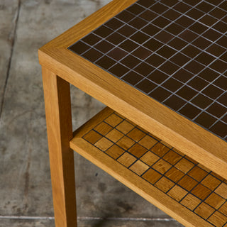 Gordon and Jane Martz Two Tier Console Table with Square Mosaic Tiles