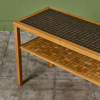 Gordon and Jane Martz Two Tier Console Table with Square Mosaic Tiles