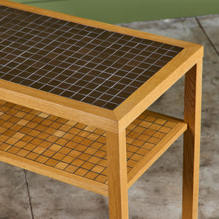 Gordon and Jane Martz Two Tier Console Table with Square Mosaic Tiles