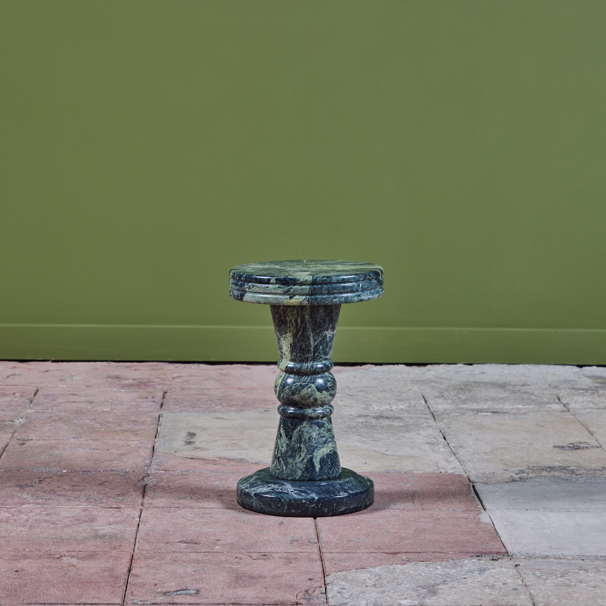 Green Marble Pedestal Side Table