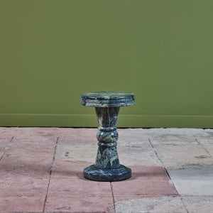 Green Marble Pedestal Side Table