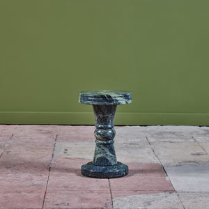 Green Marble Pedestal Side Table