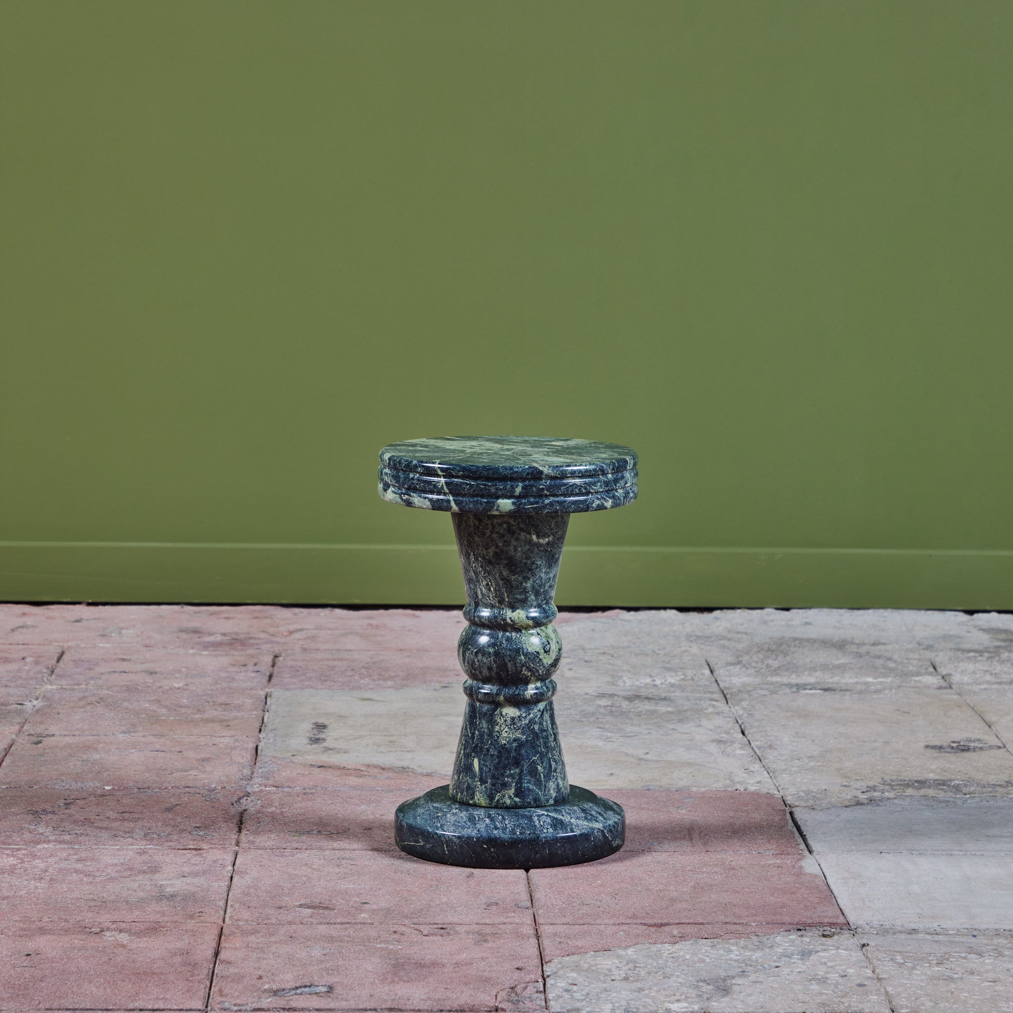 Green Marble Pedestal Side Table