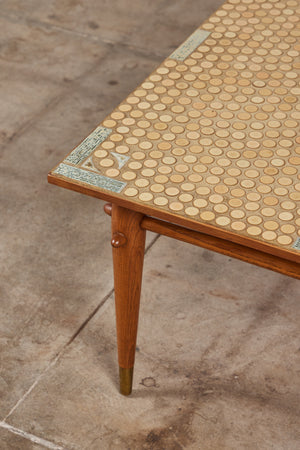 Hand Laid Mosaic Tile Coffee Table in the Style of Tue Poulsen