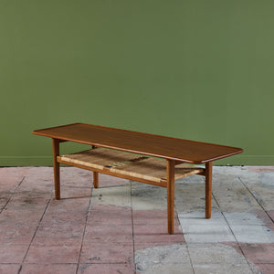 Hans Wegner AT-10 Coffee Table with Cane Shelf for Andreas Tuck