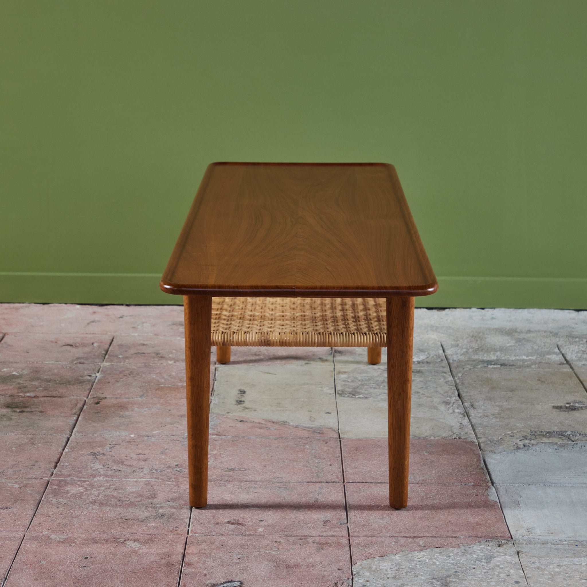 Hans Wegner AT-10 Coffee Table with Cane Shelf for Andreas Tuck