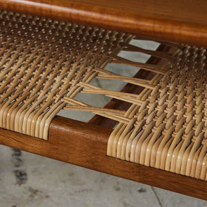 Hans Wegner AT-10 Coffee Table with Cane Shelf for Andreas Tuck