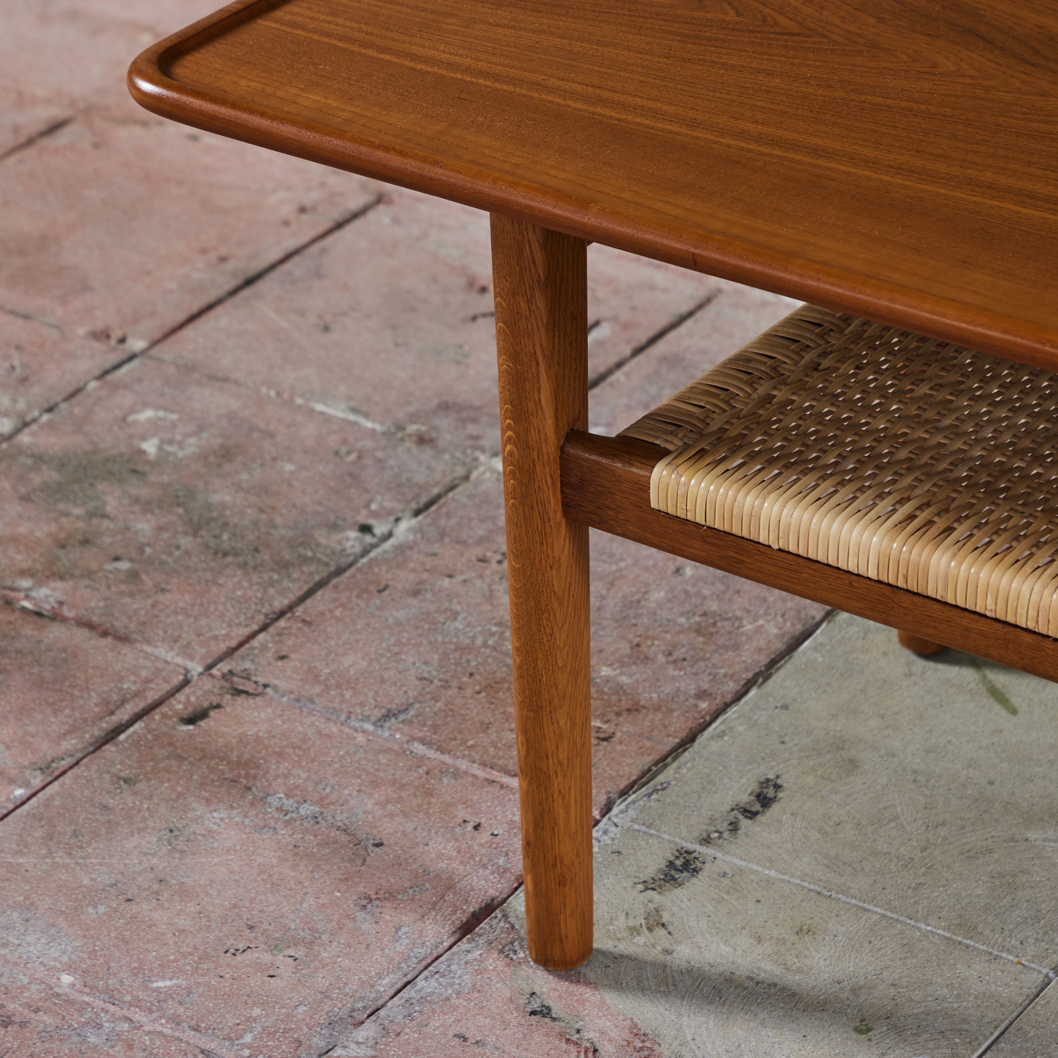 Hans Wegner AT 10 Coffee Table with Cane Shelf for Andreas Tuck