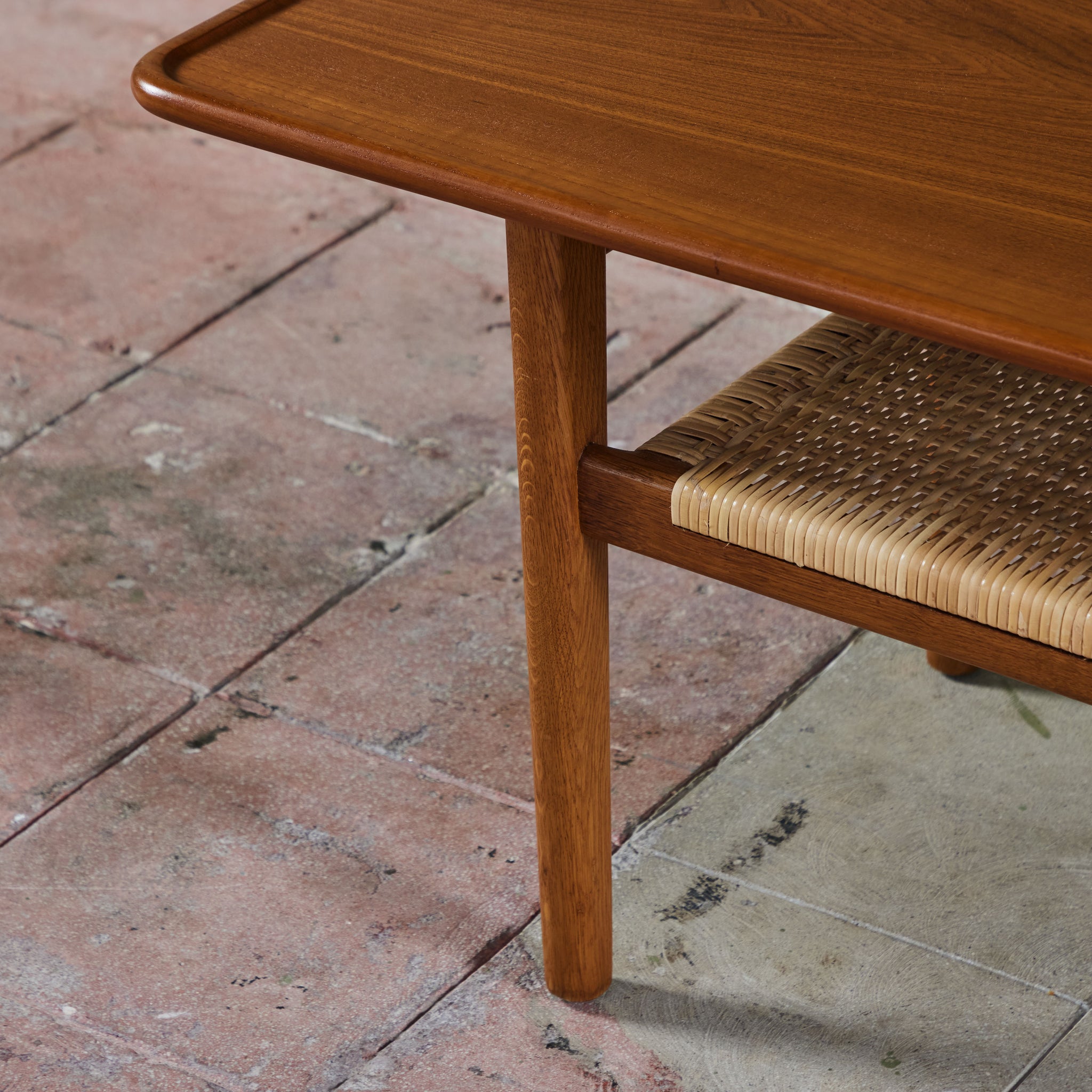 Hans Wegner AT-10 Coffee Table with Cane Shelf for Andreas Tuck