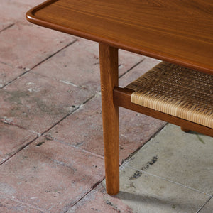 Hans Wegner AT-10 Coffee Table with Cane Shelf for Andreas Tuck