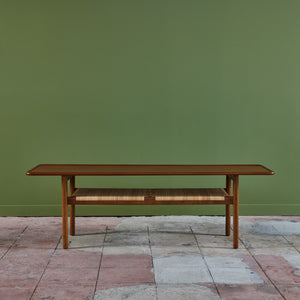 Hans Wegner AT-10 Coffee Table with Cane Shelf for Andreas Tuck
