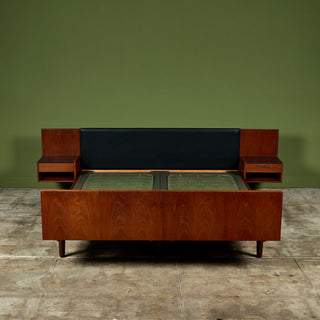 Hans Wegner Bed Frame with Attached Nightstands for Getama