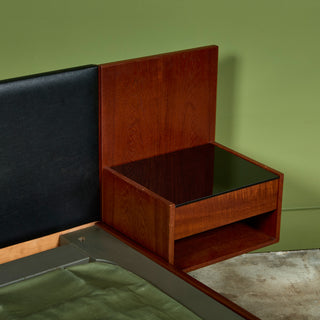 Hans Wegner Bed Frame with Attached Nightstands for Getama
