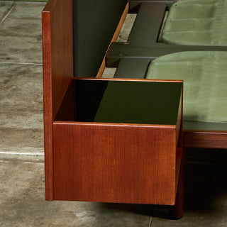 Hans Wegner Bed Frame with Attached Nightstands for Getama