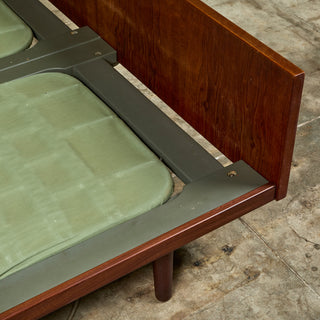 Hans Wegner Bed Frame with Attached Nightstands for Getama