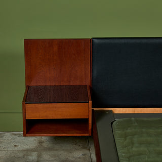 Hans Wegner Bed Frame with Attached Nightstands for Getama