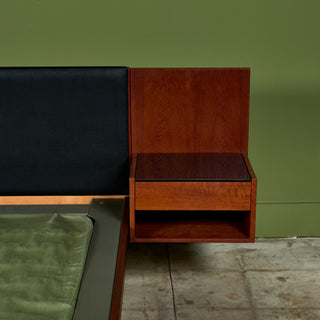 Hans Wegner Bed Frame with Attached Nightstands for Getama