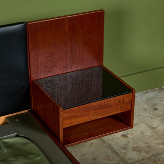 Hans Wegner Bed Frame with Attached Nightstands for Getama