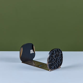 Brutalist Bronze Bookends by Yehiel Hadany