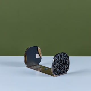 Brutalist Bronze Bookends by Yehiel Hadany