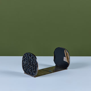 Brutalist Bronze Bookends by Yehiel Hadany
