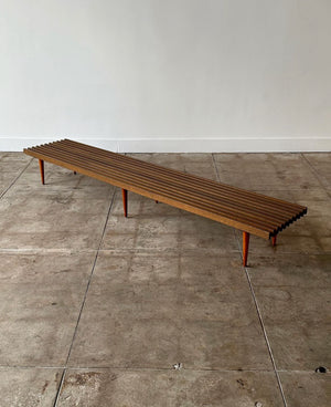 ON HOLD ** Mid Century Slatted Bench