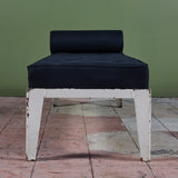 Patinated Metal Daybed with Tufted Cushion