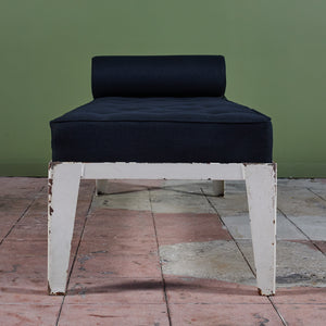 Patinated Metal Daybed with Tufted Cushion