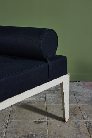 Patinated Metal Daybed with Tufted Cushion