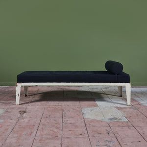 Patinated Metal Daybed with Tufted Cushion