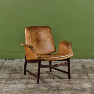 Illum Wikkelsø Leather Lounge Chair for Aarhus