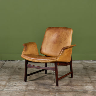 Illum Wikkelsø Leather Lounge Chair for Aarhus