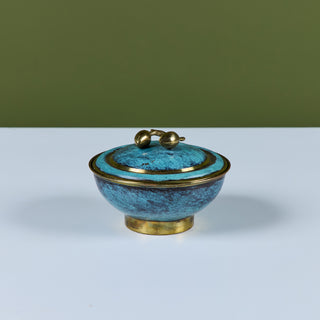 Israeli Lidded Brass Bowl with Olive Knob