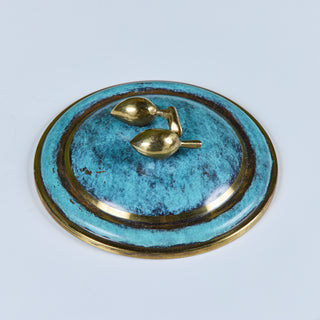 Israeli Lidded Brass Bowl with Olive Knob
