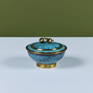 Israeli Lidded Brass Bowl with Olive Knob