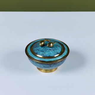 Israeli Lidded Brass Bowl with Olive Knob