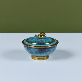 Israeli Lidded Brass Bowl with Olive Knob