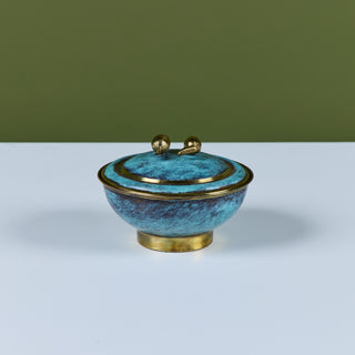 Israeli Lidded Brass Bowl with Olive Knob