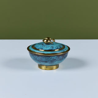 Israeli Lidded Brass Bowl with Olive Knob