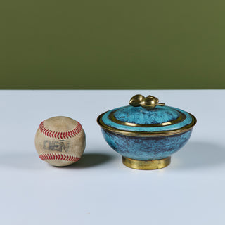 Israeli Lidded Brass Bowl with Olive Knob