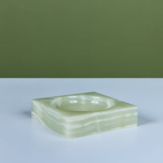 Italian Green Onyx Square Ashtray for Ronson